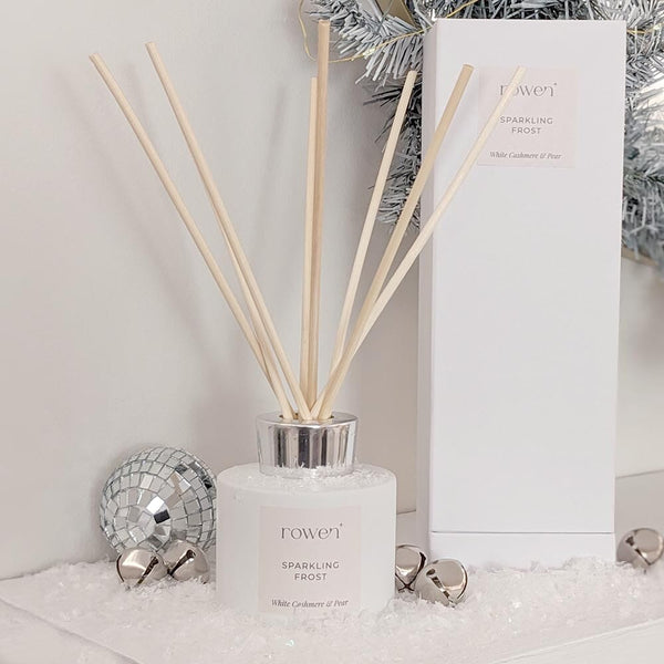 Sparkling Frost White Scented Reed Diffuser - White Cashmere & Pear Fragrance 