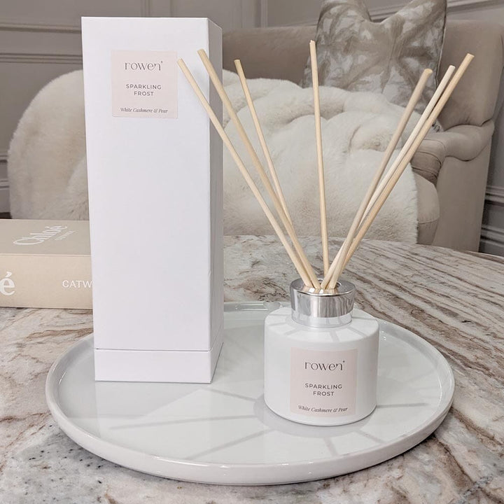 Sparkling Frost White Scented Reed Diffuser - White Cashmere & Pear Fragrance 