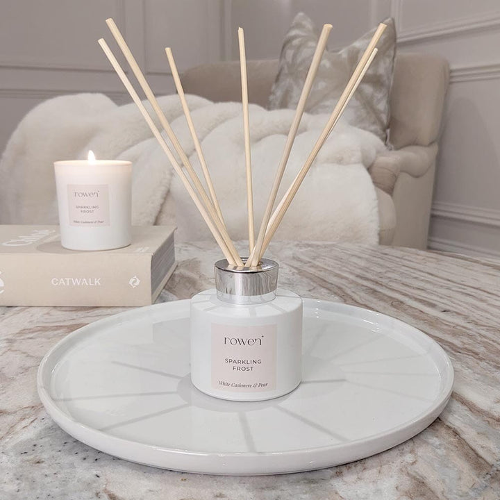 Sparkling Frost White Scented Reed Diffuser - White Cashmere & Pear Fragrance 