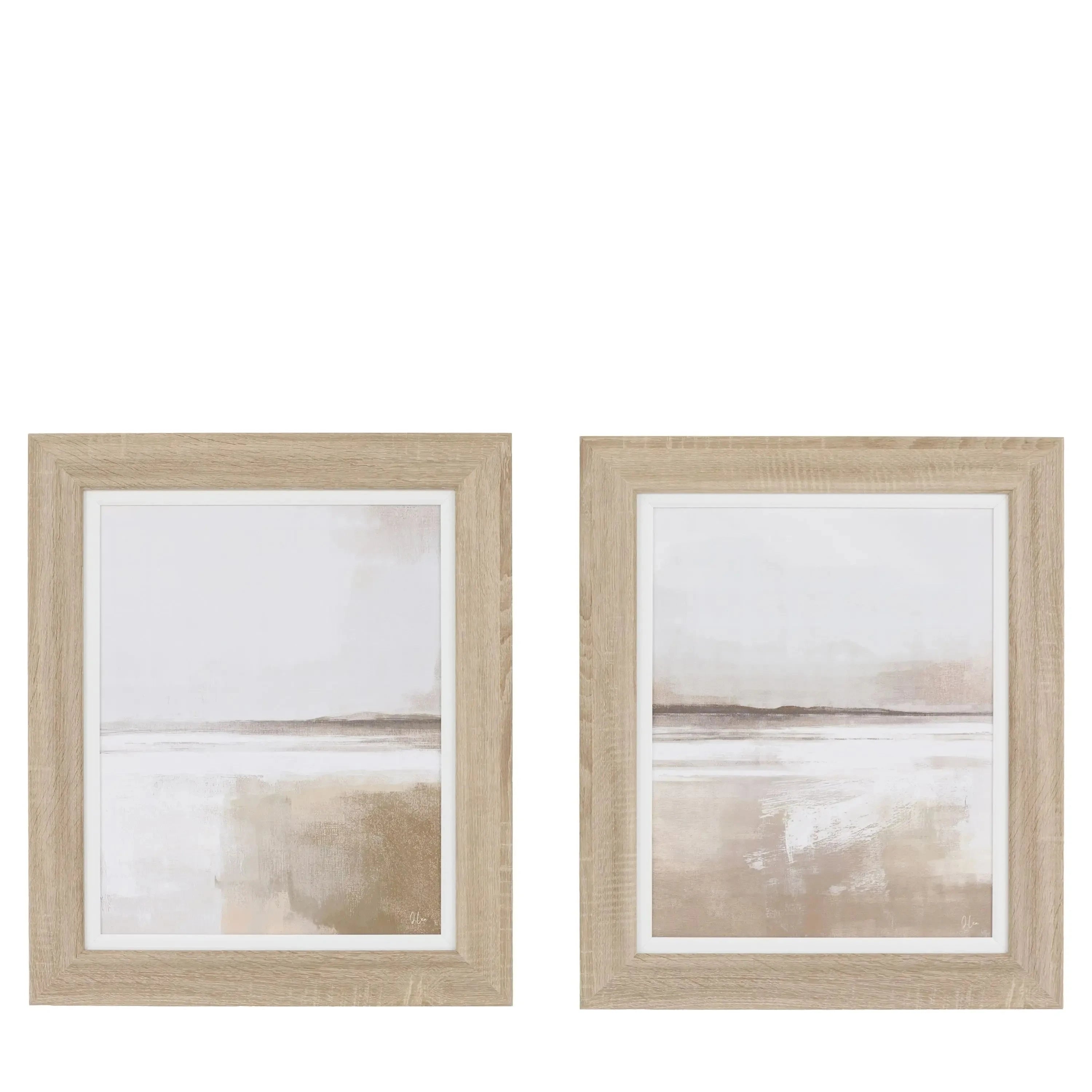 Stanhope Neutral Beach Scene Framed Wall Art- Set of 2 Accessories 