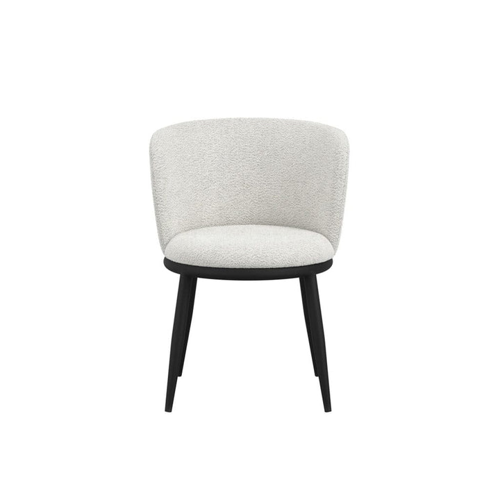 Stasi Off White Boucle Curved Dining Chair with Black Legs Furniture 