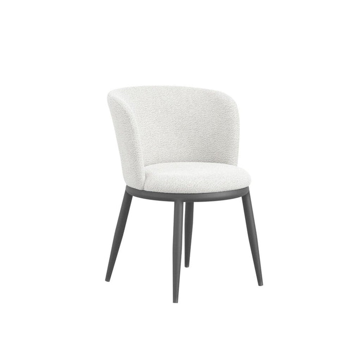 Stasi Off White Boucle Curved Dining Chair with Black Legs Furniture 