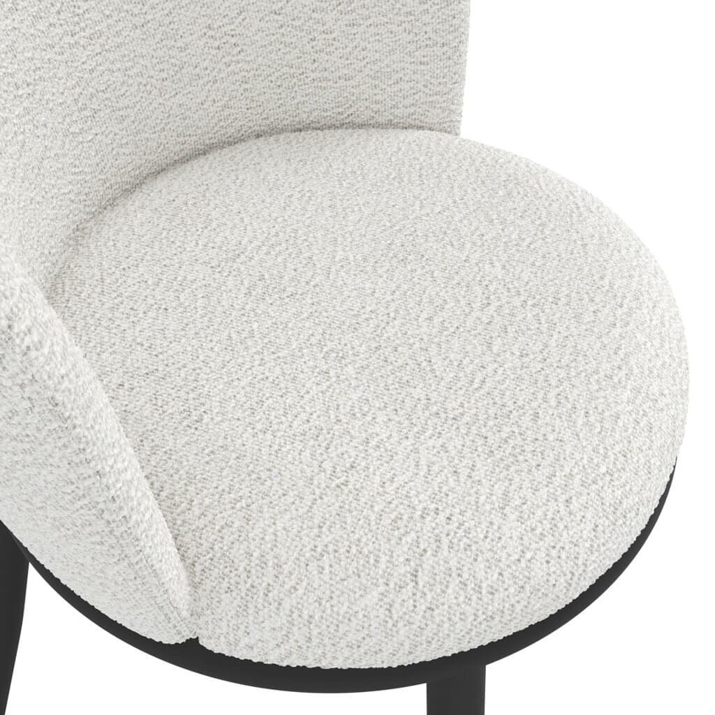 Stasi Off White Boucle Curved Dining Chair with Black Legs Furniture 