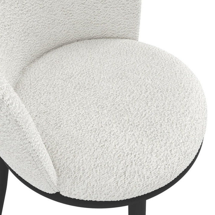 Stasi Off White Boucle Curved Dining Chair with Black Legs Furniture 