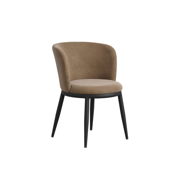 Stasi Taupe Velvet Curved Dining Chair with Black Legs Furniture 