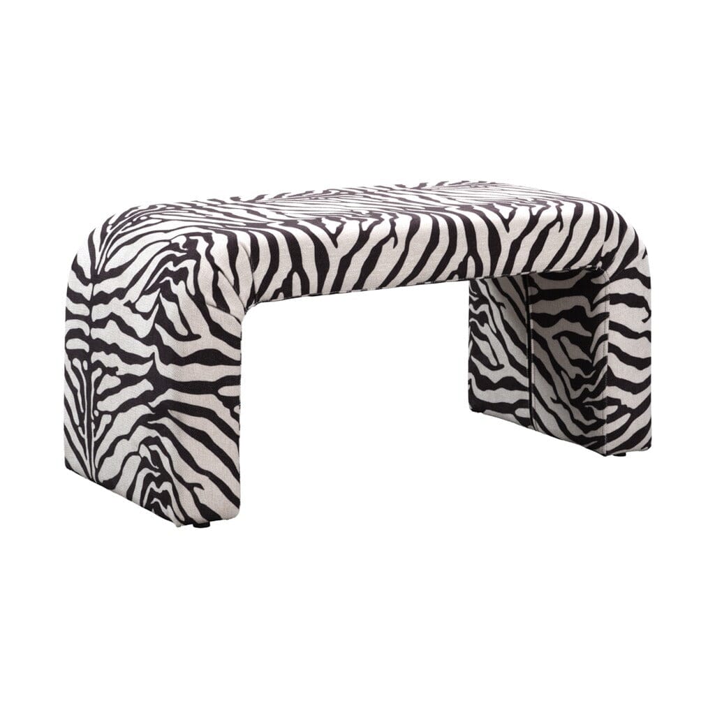 Sterling Monochrome Zebra Print Curved Bench Furniture 