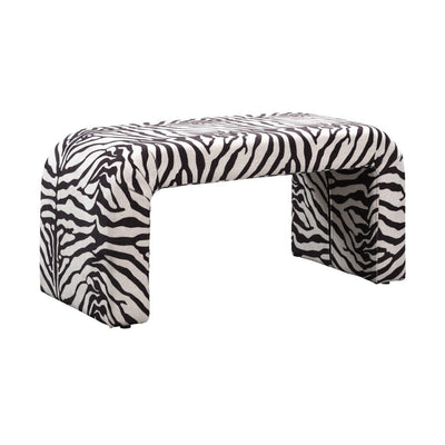 Sterling Monochrome Zebra Print Curved Bench Furniture 