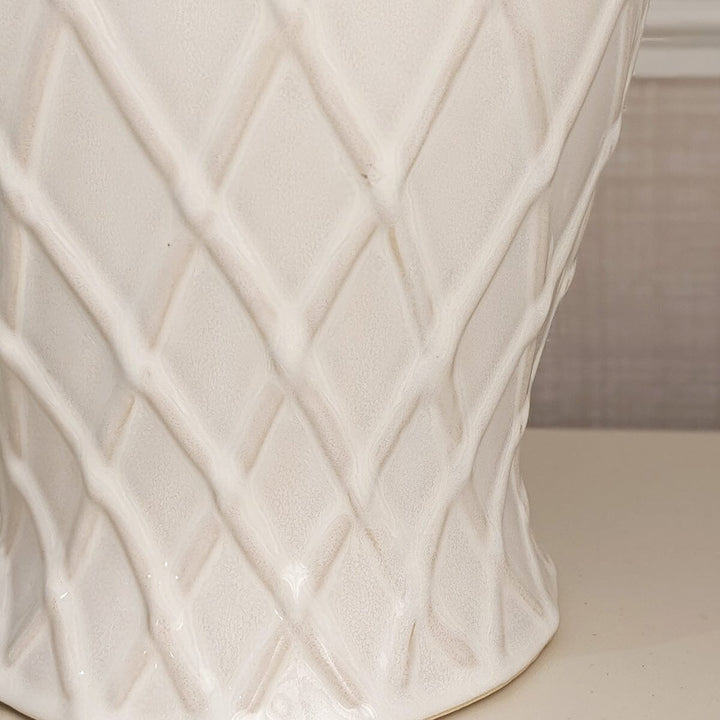 Stratford Ceramic Ginger Jar Lamp with Neutral Linen Shade Lighting 