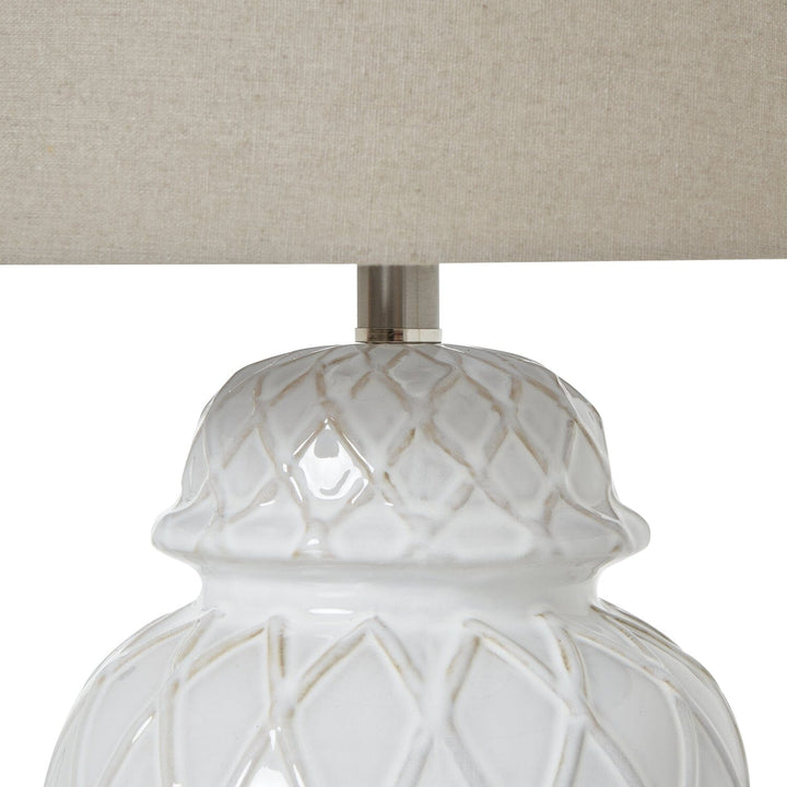 Stratford Ceramic Ginger Jar Lamp with Neutral Linen Shade Lighting 