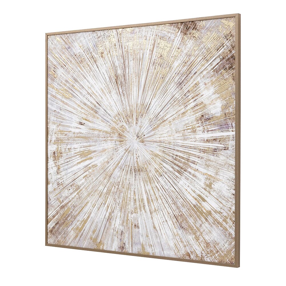 Sunburst Cream & Gold Framed Canvas Wall Art – Rowen Homes