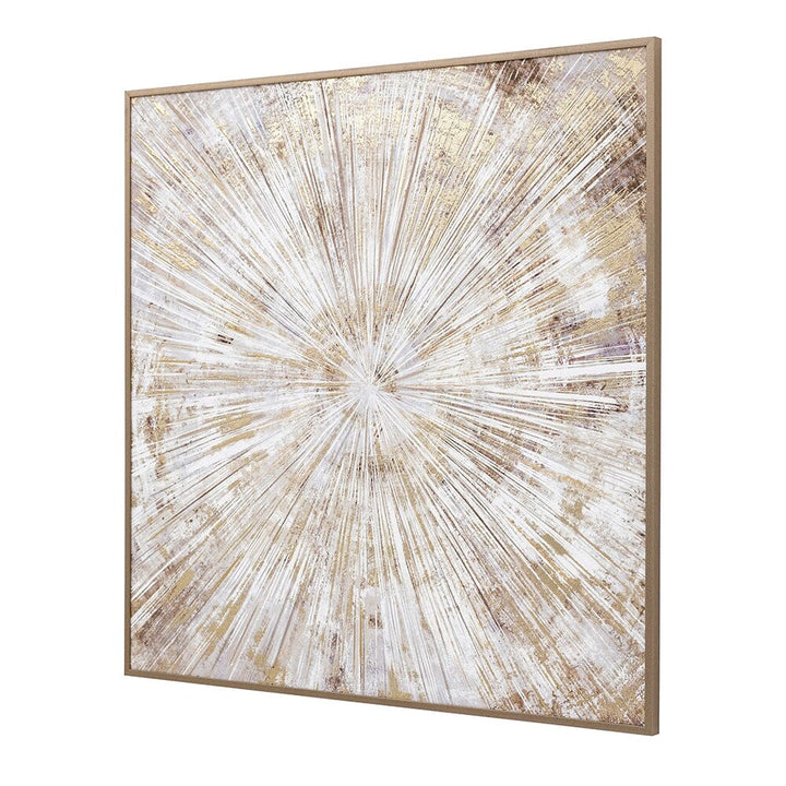 Sunburst Cream & Gold Framed Canvas Wall Art Accessories 