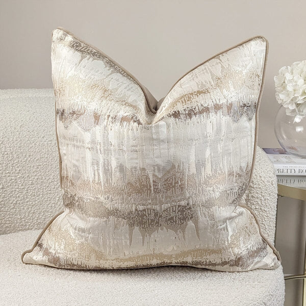 Sundae Mocha Abstract Marble Effect Cushion - 56x56cm Textiles 