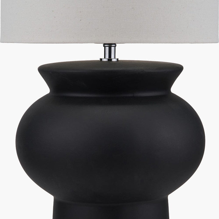 Susille Black Ceramic Floor Lamp with White Shade Lighting 