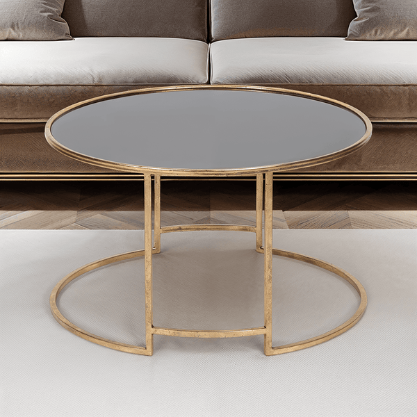 Sydney Antique Gold & Black Glass Coffee Table Furniture 