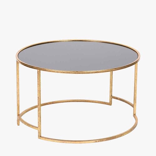 Sydney Antique Gold & Black Glass Coffee Table Furniture 