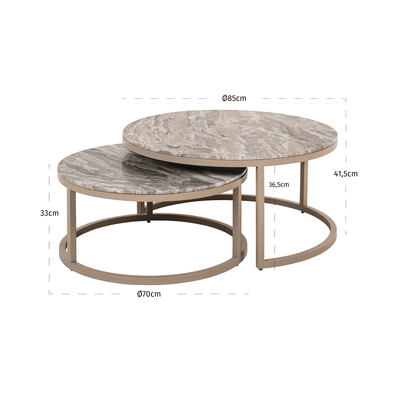 Sylvaine Taupe & Marble Topped Nested Coffee Tables Furniture 