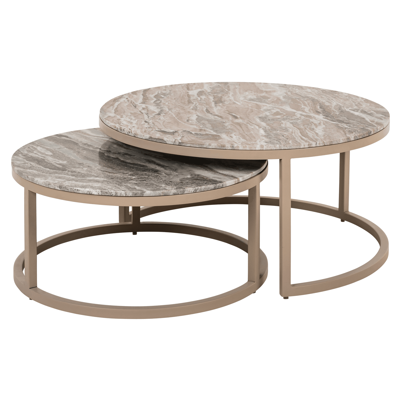Sylvaine Taupe & Marble Topped Nested Coffee Tables Furniture 