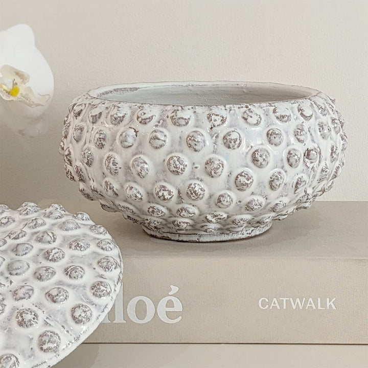 Sylvie White Bobbled Distressed Decorative Jar Accessories 