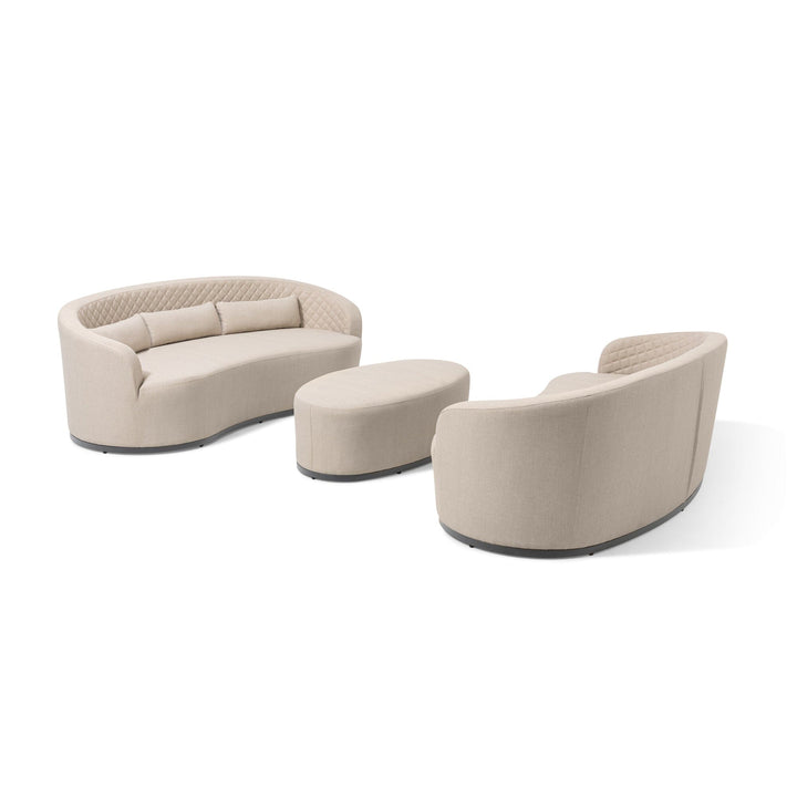 Symi Oatmeal Outdoor 3 Seater Curved Sofa Set with Footstool Furniture 