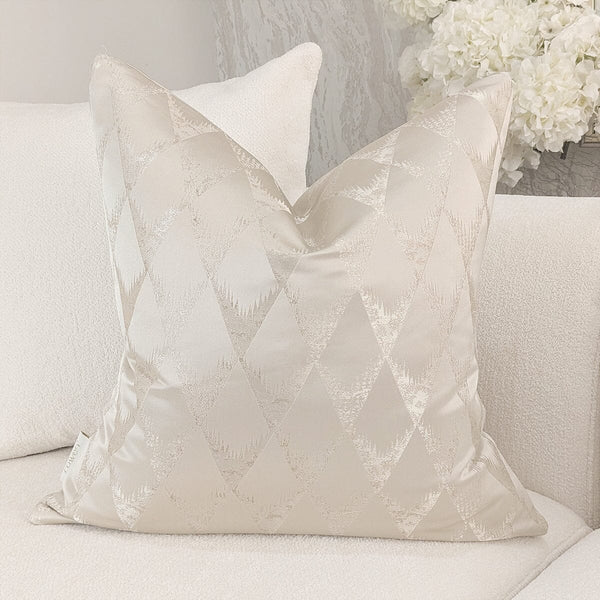 Tacoma Cream & Gold Geometric Metallic Cushion - 50x50cm Textiles 