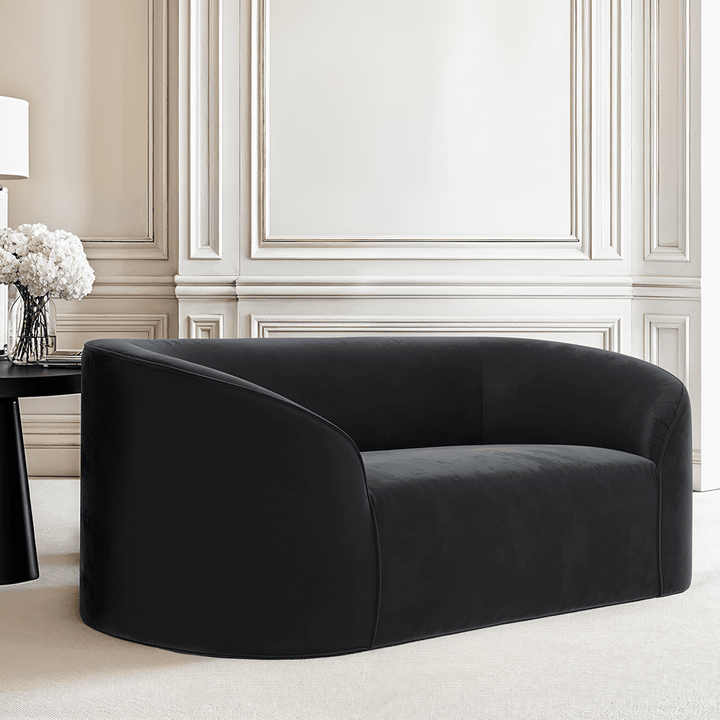 Tadley Black Velvet Curved Accent Sofa MTO Sofa 