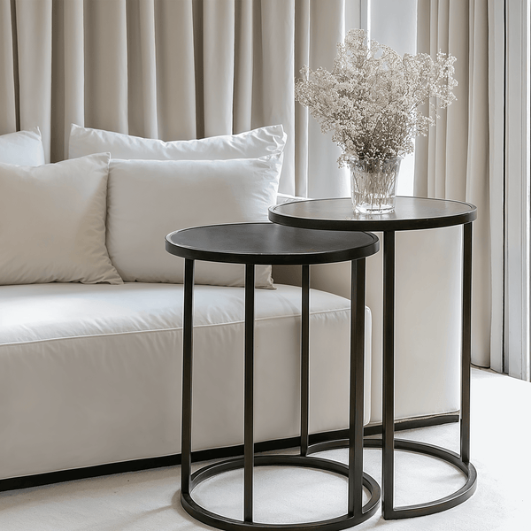 Tamara Black & Glass Set of 2 Nesting Side Tables Furniture 