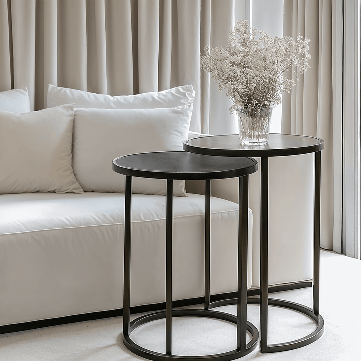 Tamara Black & Glass Set of 2 Nesting Side Tables Furniture 