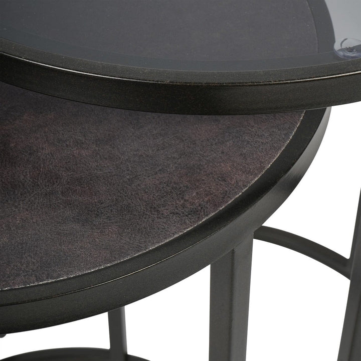 Tamara Black & Glass Set of 2 Nesting Side Tables Furniture 