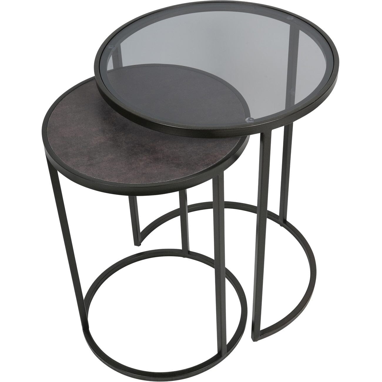 Tamara Black & Glass Set of 2 Nesting Side Tables Furniture 