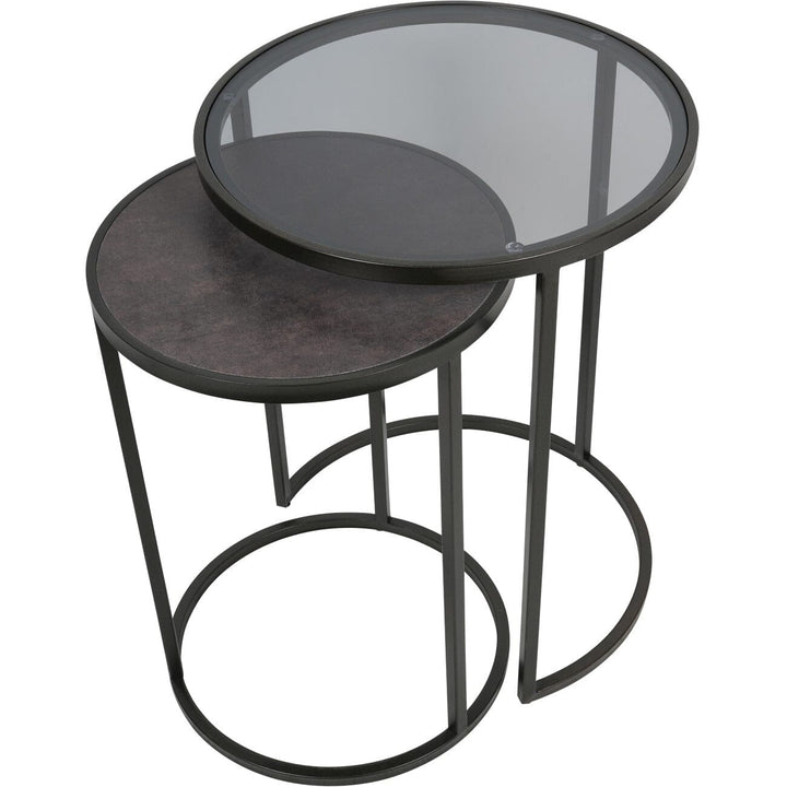 Tamara Black & Glass Set of 2 Nesting Side Tables Furniture 