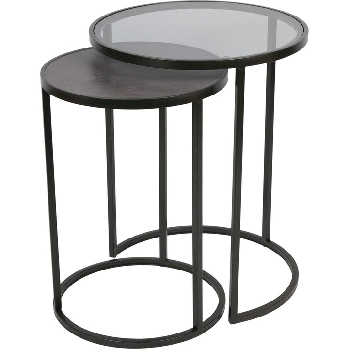 Tamara Black & Glass Set of 2 Nesting Side Tables Furniture 