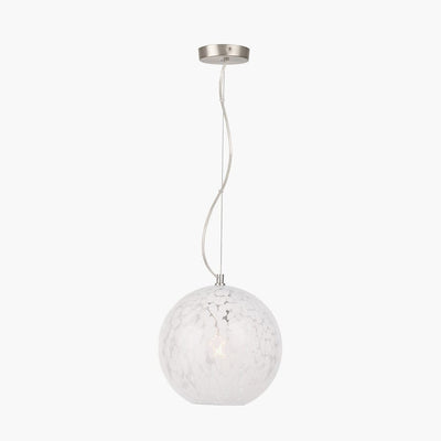 Tamsin Glass White Speckled Pendant Ceiling Light Lighting 