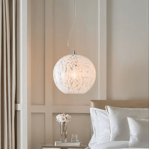 Tamsin Glass White Speckled Pendant Ceiling Light Lighting 