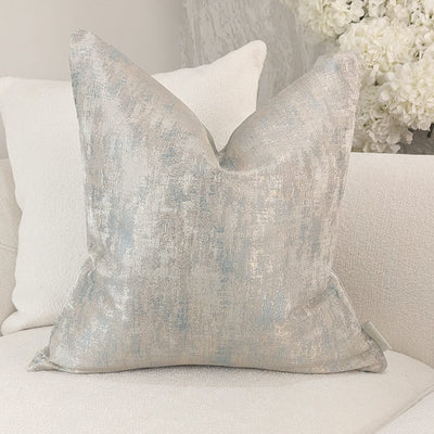 Tamzin Gold & Duck Egg Metallic Feather Filled Cushion - 50x50cm Textiles 