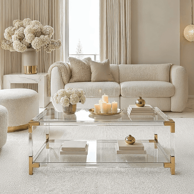 Taormina Acrylic Coffee Table with Gold Accents Furniture 