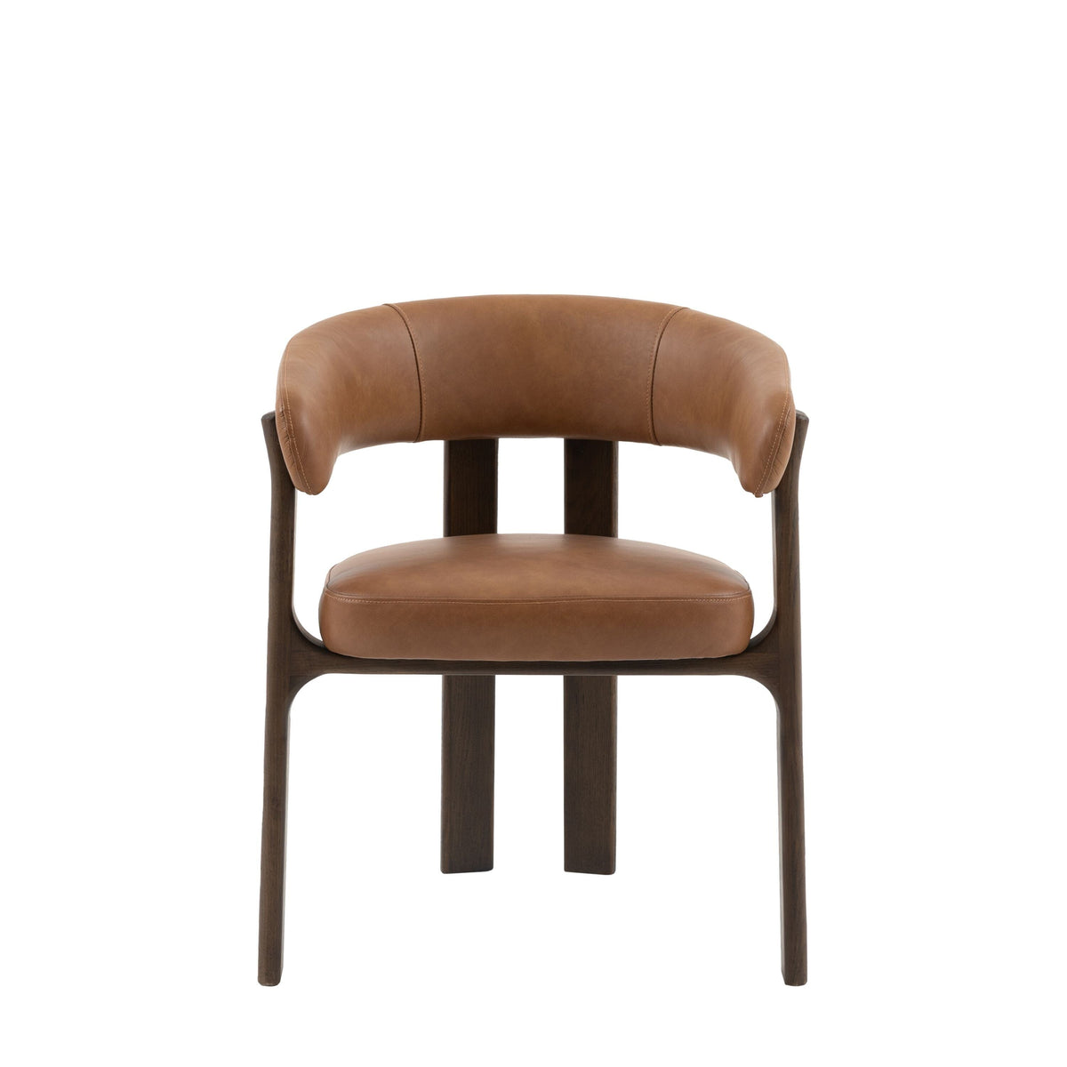 Tatini Tan Leather Dining Chair with Dark Wood Legs Furniture 
