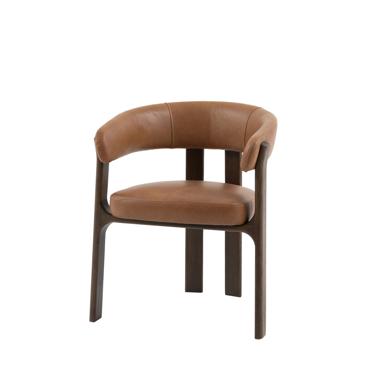 Tatini Tan Leather Dining Chair with Dark Wood Legs Furniture 