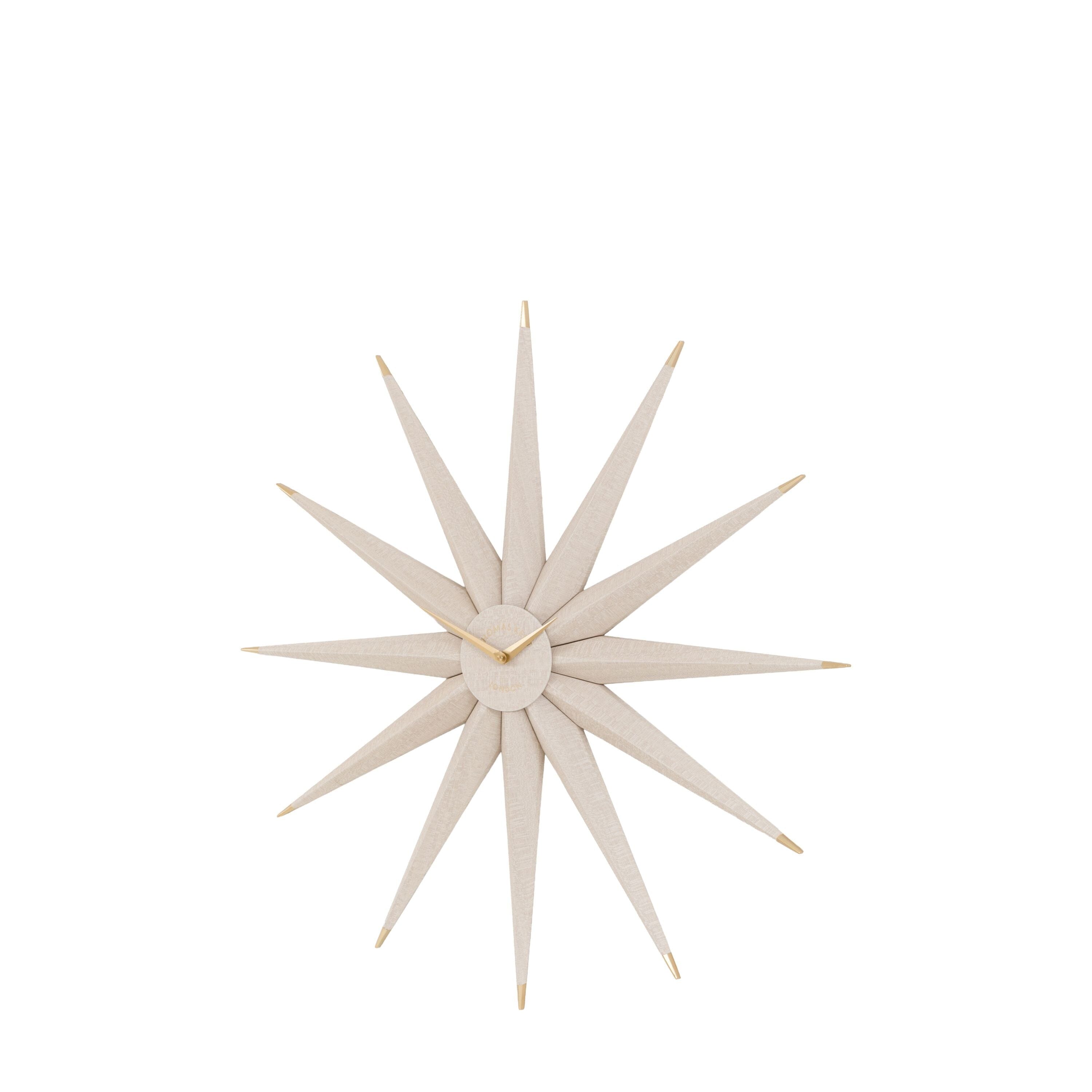 Tatler Neutral Metal Star Wall Clock with Gold Accents Accessories 