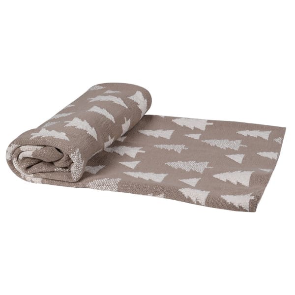 Taupe & Cream Festive Christmas Tree Print Throw Textiles 