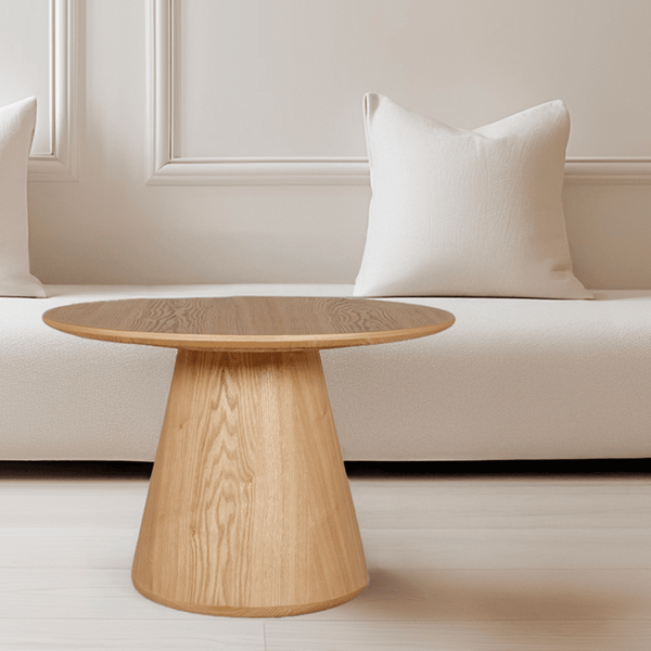 Tessa Oak Veneer Round Coffee Table Furniture 