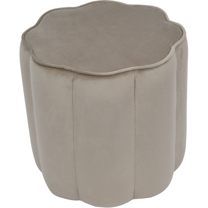 Tessara Taupe Velvet Scallop Detail Stool Furniture 