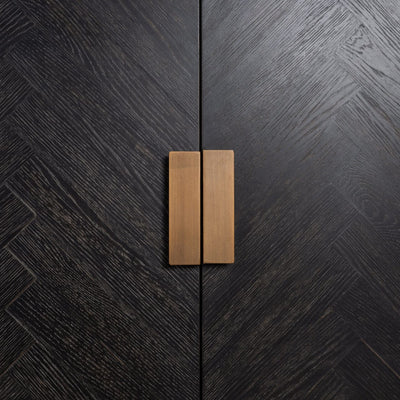 Thessaly Black Chevron Sideboard with Brass Handles Furniture 