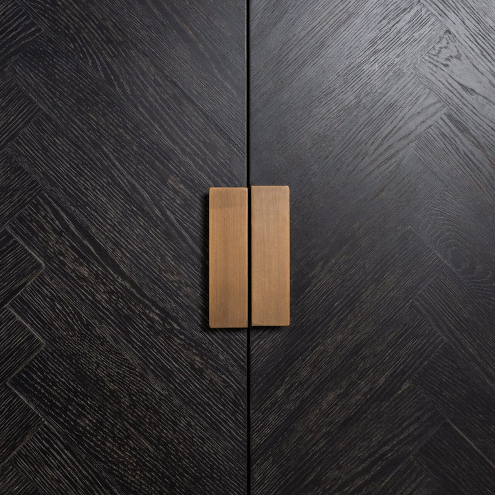 Thessaly Black Chevron Sideboard with Brass Handles Furniture 