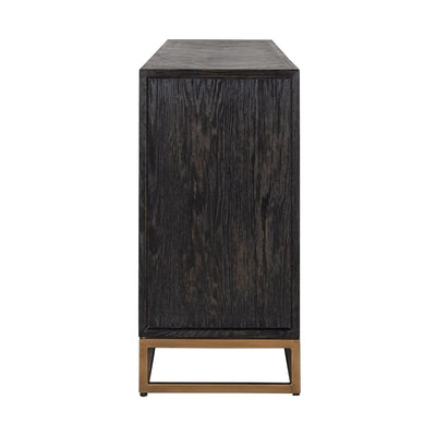 Thessaly Black Chevron Sideboard with Brass Handles Furniture 