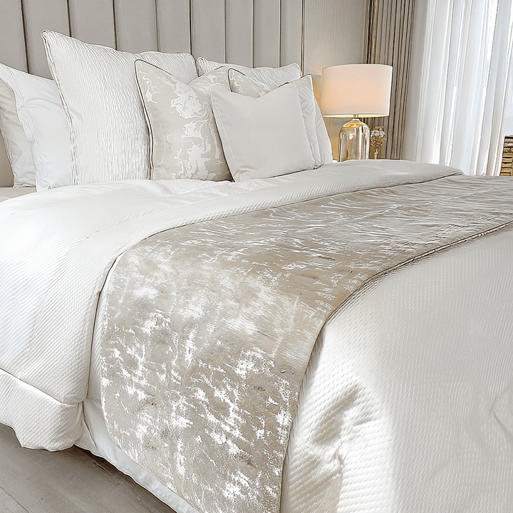 Tiana Cream & Gold Abstract Print Bed Runner Textiles 