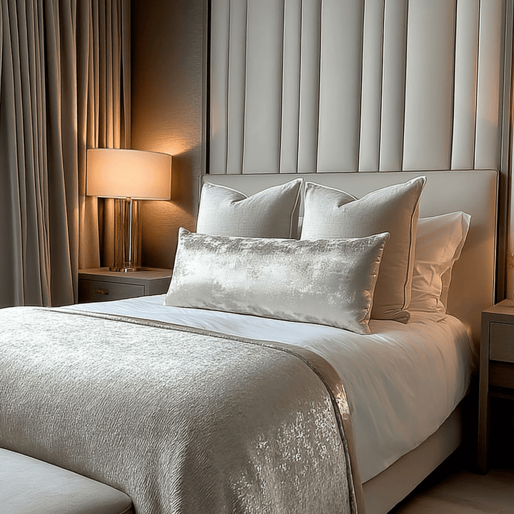 Tiana Cream & Gold Abstract Print Long Bolster Cushion - 90x35cm Textiles 