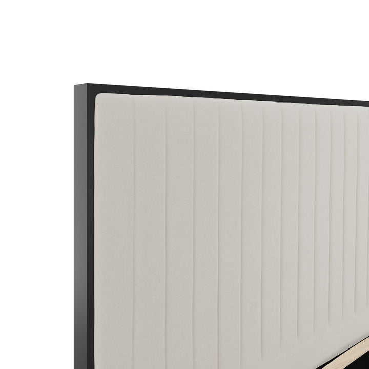 Tiffany Cream Velvet Bed With Black Frame Beds and Headboards 