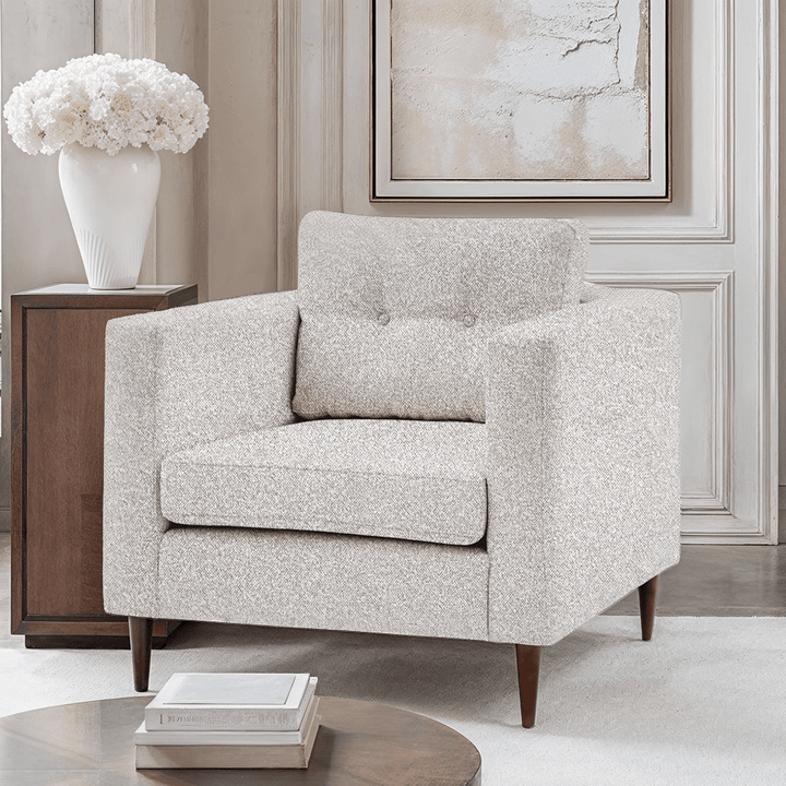 Tilly Grey Textured Buttoned Back Armchair Furniture 