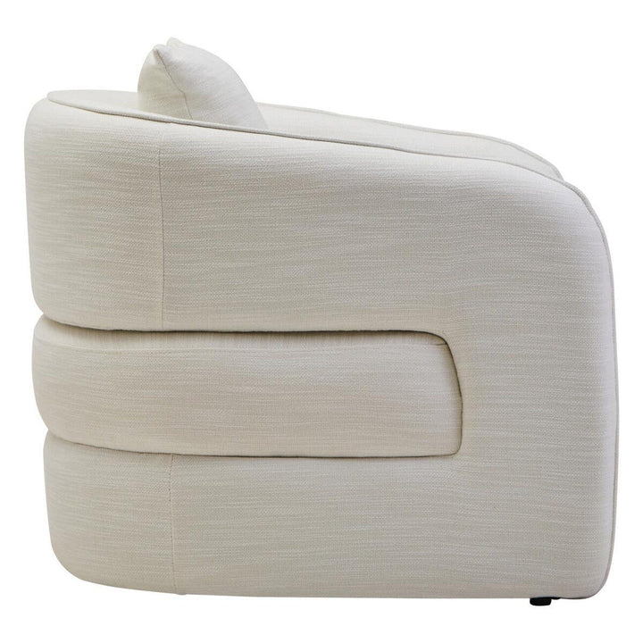 Tofna Cream Linen Effect Curved Accent Chair Furniture 