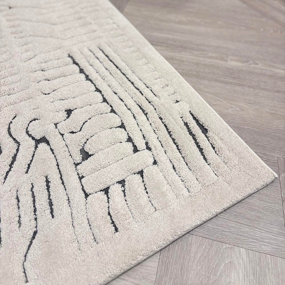 Toronto Cream & Black Abstract Patterned Rug Textiles 